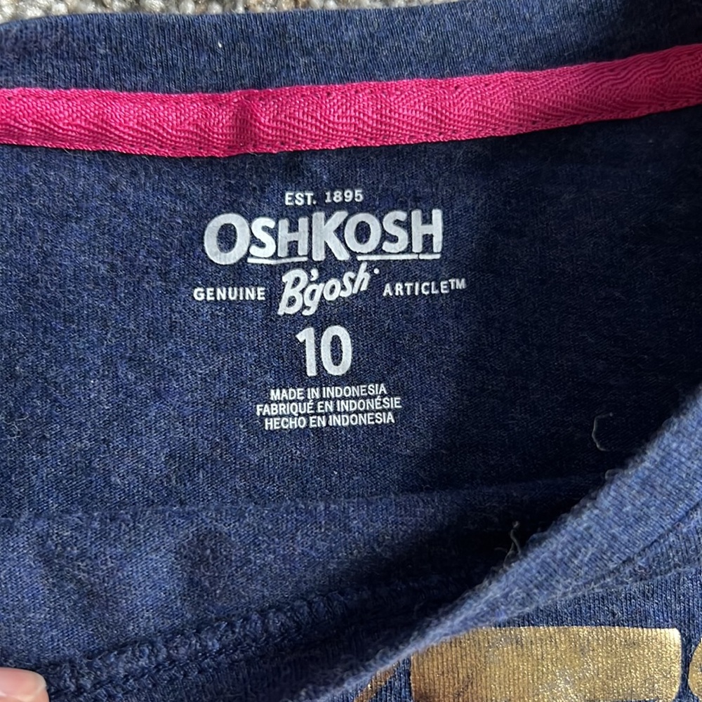 Girls Osh Kosh long sleeve blue shirt size 10 “Let’s go” - Picture 3 of 5